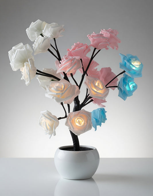 LED Rose Tree Lamp with Warm Glow Lighting